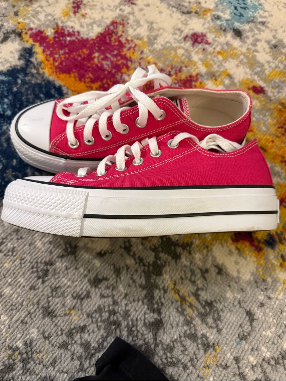 Classic Low-Top Platform Canvas Sneakers in Hot Pink Women 7